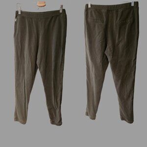 Jijil Medium Army Green Cotton Joggers Elastic Ankle Side Stripe, Back Pockets